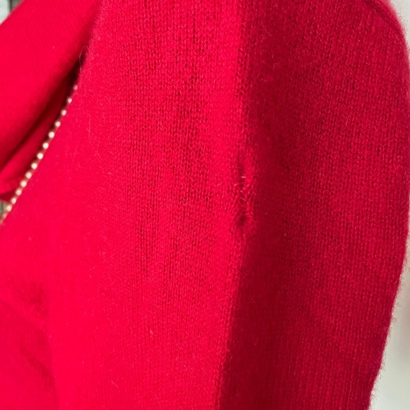 J. McLaughlin Bold Red Cashmere Cowl-neck Sweater - Size S - w/minor holes! - Picture 6 of 15